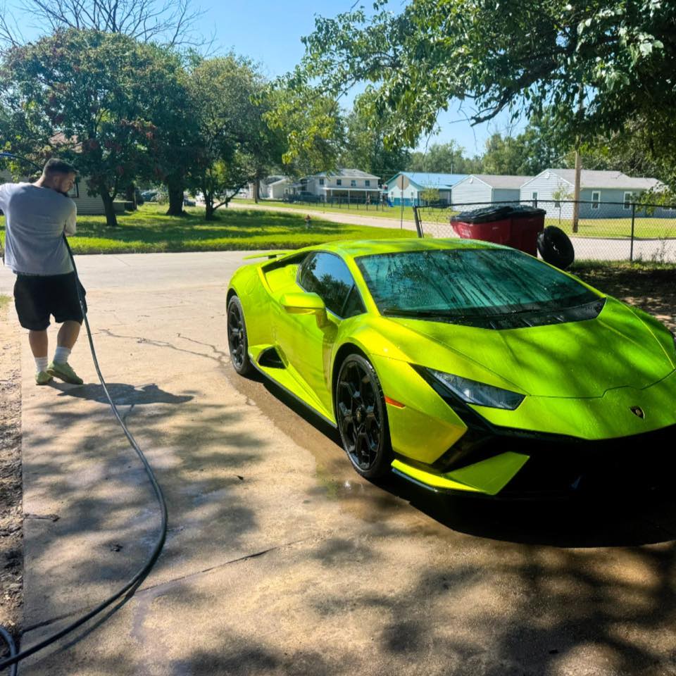 Prestine Clean ICT washing a lime Lamborghini