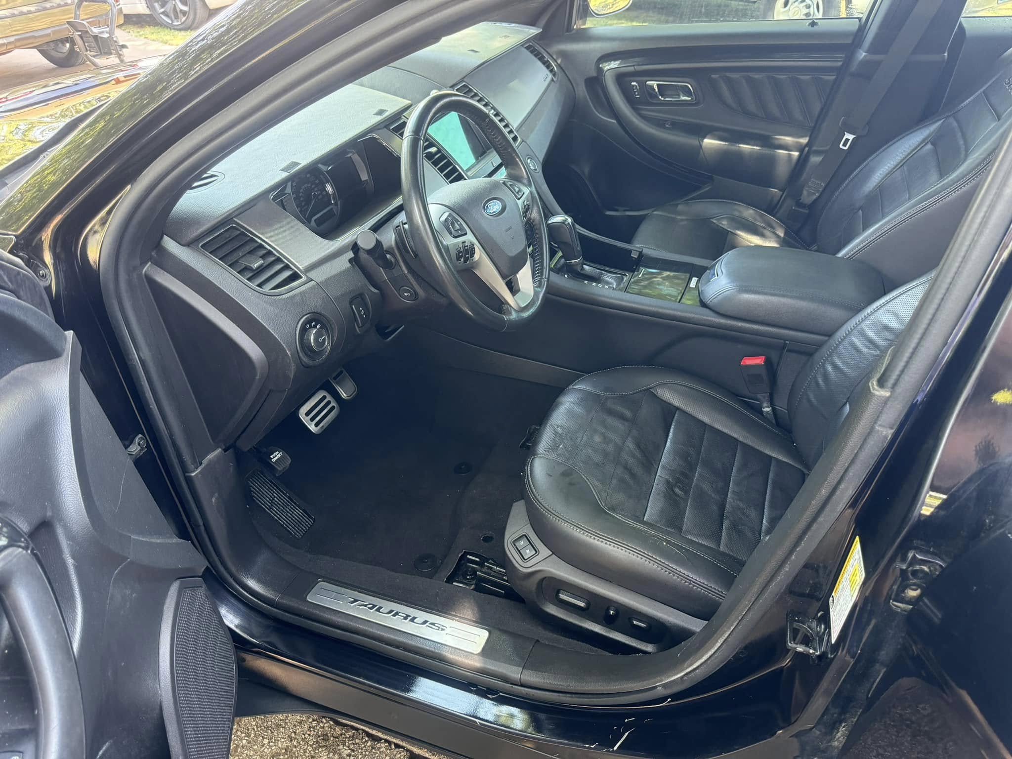 Black leather cabin after interior detail