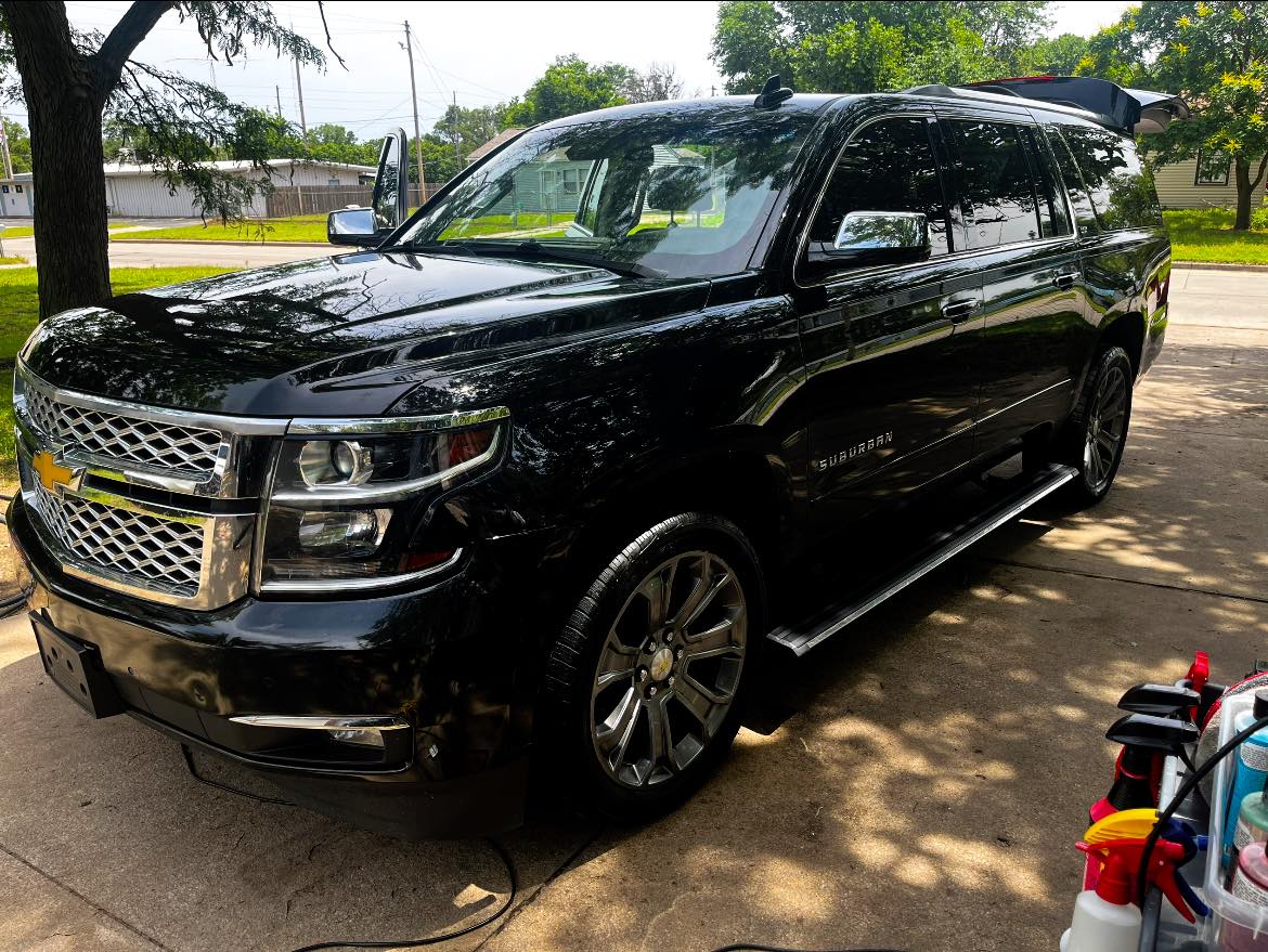 Black Cadillac Escalade after detailing