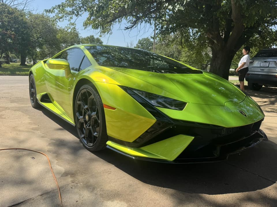 Lime Lamborghini after exterior detailing