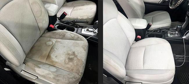 Cloth seat before and after cleaning comparison